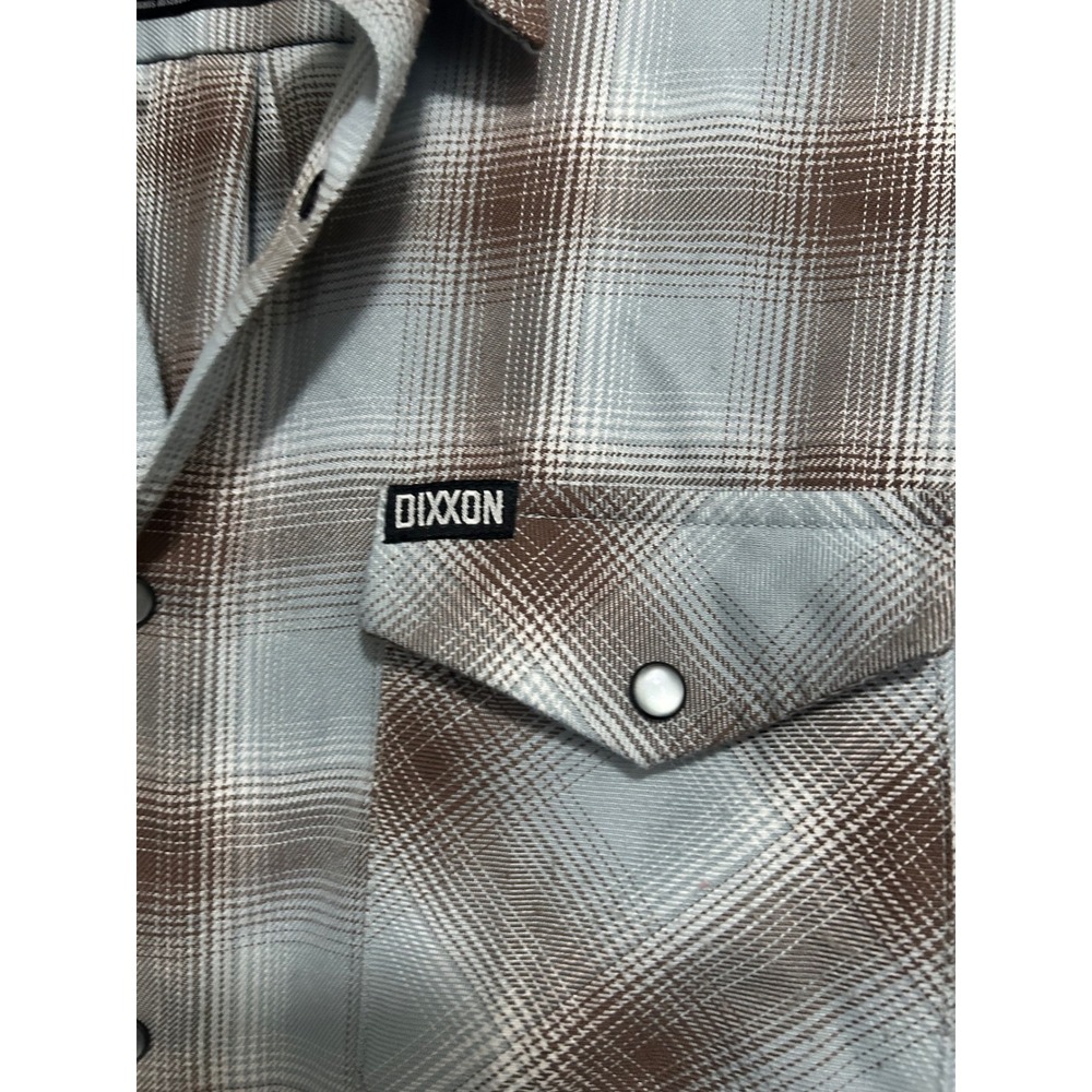 Dixxon Flannel Company Dawn Patrol Plaid Snap Button Shirt Mens XL Blue Brown - Picture 4 of 6